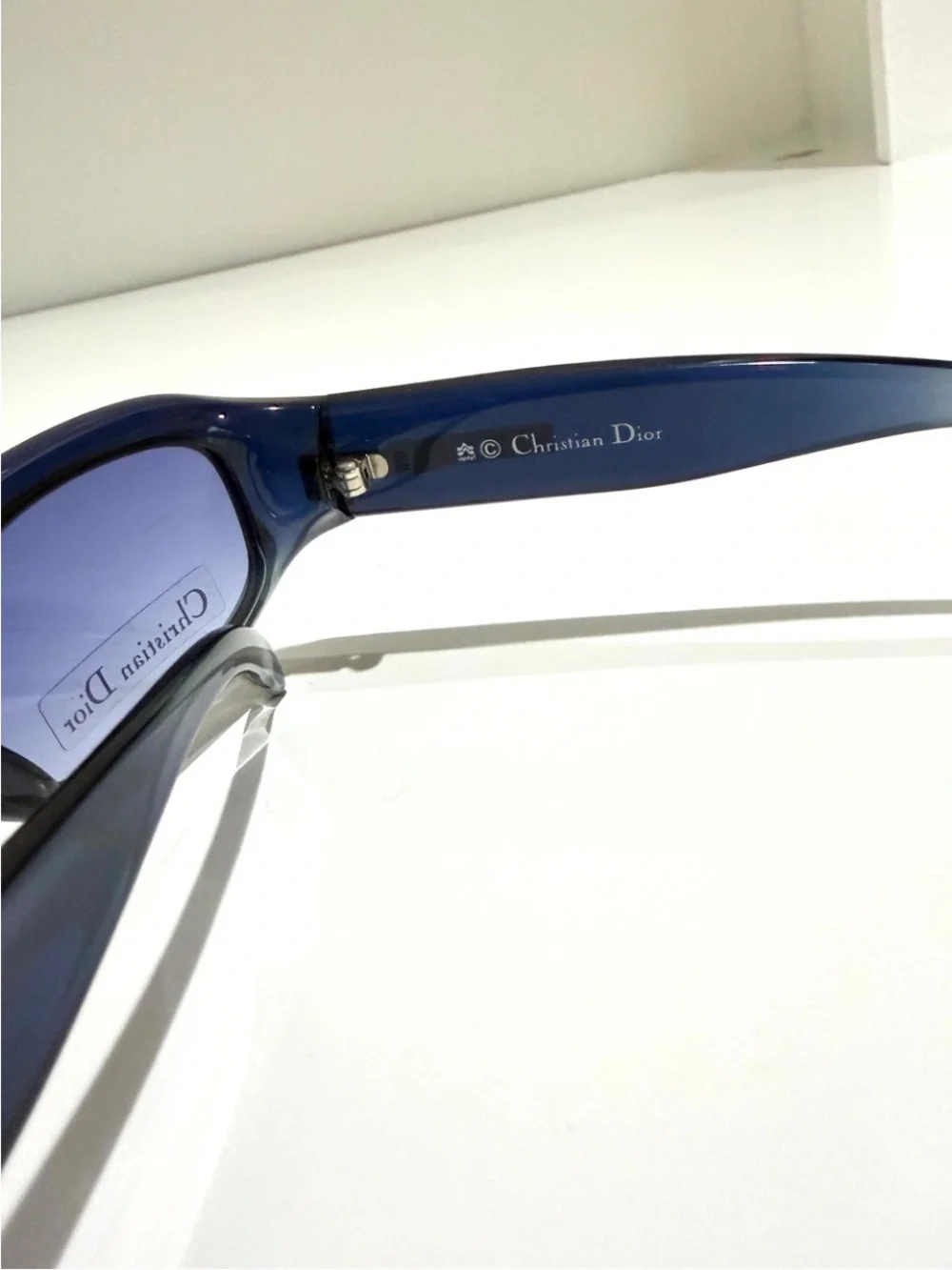 Vtg Christian Dior Chrystel 54Z Blue Gradient Sunglasses Y2K Deadstock Full Set